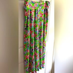 NWOT GORGEOUS Lime Green Multicolor Seashell Starfish Palazzo Beach Pants